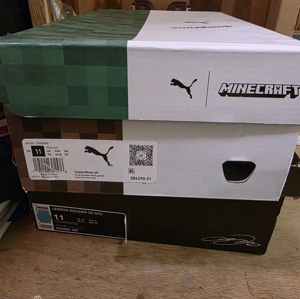 Puma Minecraft Men's Suede Sneakers - Brown & Green - Picture 6 of 7